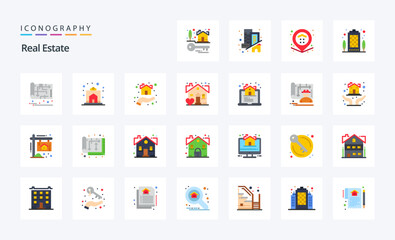 25 Real Estate Flat color icon pack