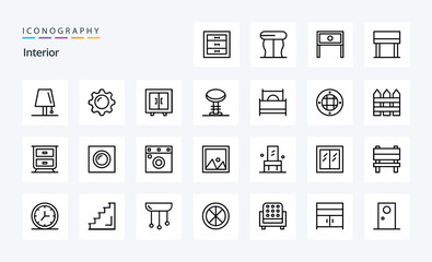 25 Interior Line icon pack