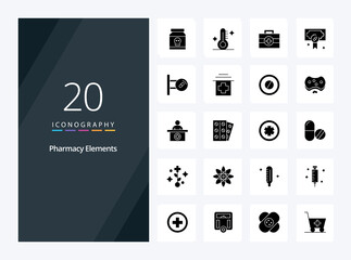 Fototapeta na wymiar 20 Pharmacy Elements Solid Glyph icon for presentation
