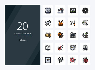 20 Hobbies line Filled icon for presentation