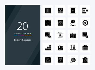 Fototapeta na wymiar 20 Delivery And Logistic Solid Glyph icon for presentation