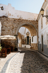 Walking through the old streets of the center of Faro, a town in the Algarve in Portugal.