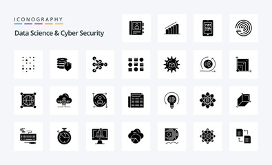 25 Data Science And Cyber Security Solid Glyph icon pack