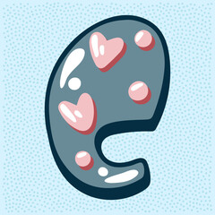Love bubble alphabet with heart text, letter C