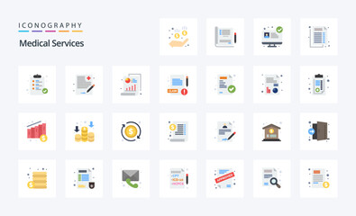 25 Medical Services Flat color icon pack