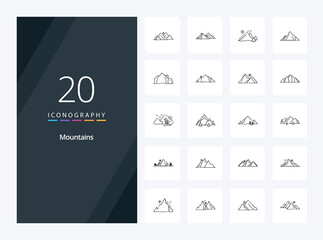 20 Mountains Outline icon for presentation