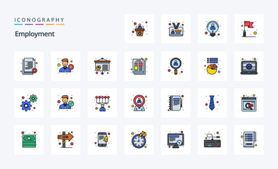 25 Employment Line Filled Style icon pack