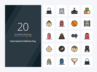 20 Baby line Filled icon for presentation