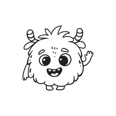 Cute cartoon monster on white background.Icon monster. Coloring. Vector illustration 