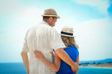 A happy couple at sea on sea travel