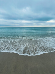 Dawn on the Atlantic Ocean. Ocean view. Soft focus