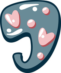 Love bubble alphabet with heart text, letter J
