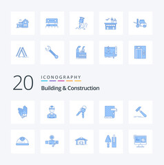20 Building And Construction Blue Color icon Pack like wallpaper design repair interior home