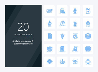 Fototapeta na wymiar 20 Analytic Investment And Balanced Scorecard Blue Color icon for presentation