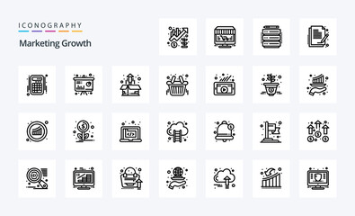25 Marketing Growth Line icon pack