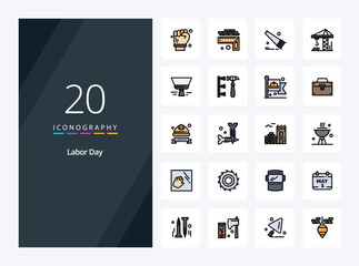 20 Labor Day line Filled icon for presentation