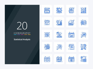 Fototapeta na wymiar 20 Statistical Analysis Blue Color icon for presentation