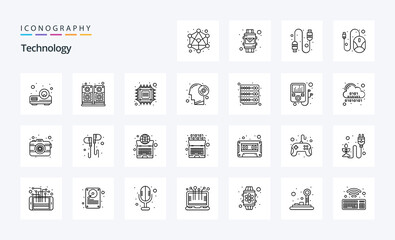 25 Technology Line icon pack