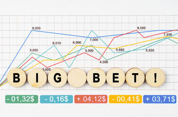 On the financial charts are wooden mugs with the inscription - Big Bet