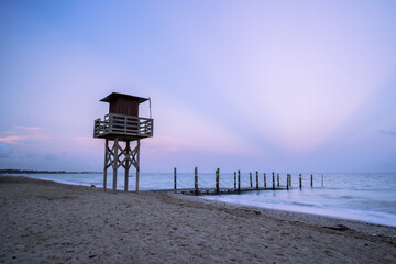 lifeguard tower in the mediterranean sea