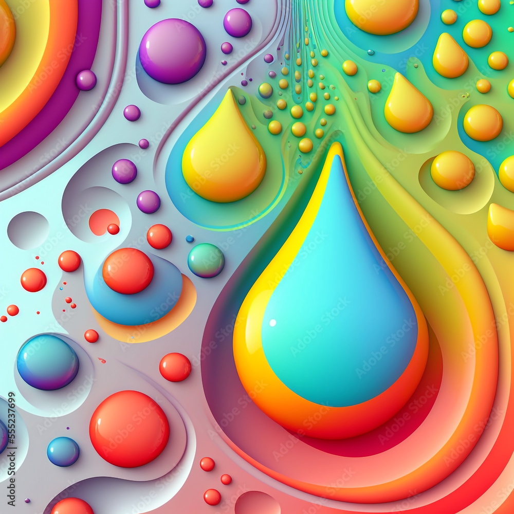 Poster abstract liquid background with blobs. rainbow colored. generative ai