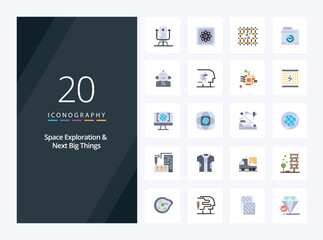 20 Space Exploration And Next Big Things Flat Color icon for presentation