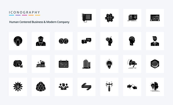 25 Human Centered Business And Modern Company Solid Glyph Icon Pack