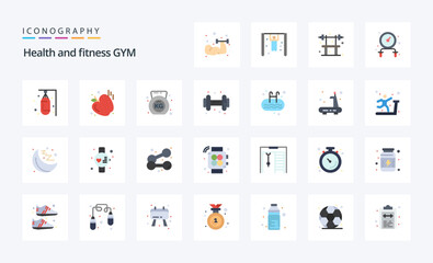 25 Gym Flat color icon pack