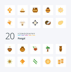 20 Pongal Flat Color icon Pack like sand treat festival sweet indian