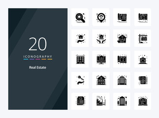 Fototapeta na wymiar 20 Real Estate Solid Glyph icon for presentation