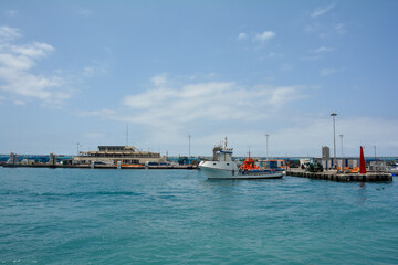 Ships in Los Cristianos port, Tenerife, Spain