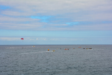 Hustle and bustle on the sea with many boats