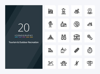 20 Tourism And Outdoor Recreation Outline icon for presentation
