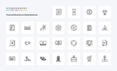 25 Financial Business And Global Business Line icon pack