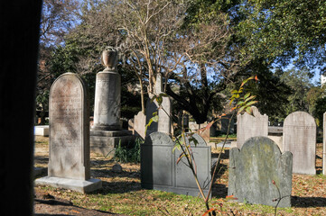 gravestones in cemetery ,Charleston ,South Carolina USA