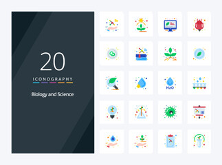 20 Biology Flat Color icon for presentation