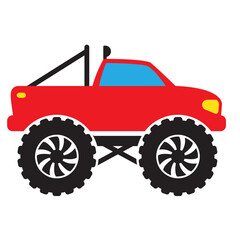 Cartoon monster truck illustration for kids, vector illustration. © Maksim