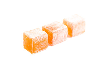 Orange Flavored Turkish Delight Isolated on a White Background