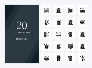Fototapeta na wymiar 20 Smart Home Solid Glyph icon for presentation