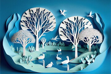 Paper craft artwork - generative ai