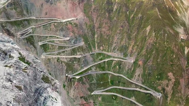 Aerial view of passo dello stelvio mountain pass