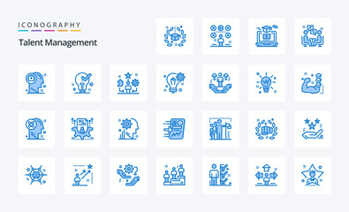 Fototapeta na wymiar 25 Talent Management Blue icon pack