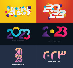 Big Set of 2023 Happy New Year logo text design 2023 number design template