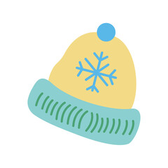 Winter hat. Winter clothes.Vector illustration isolated on white background.