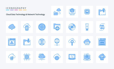 25 Cloud Data Technology And Network Technology Blue icon pack
