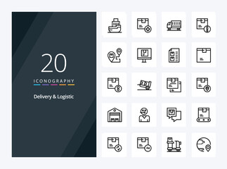 Fototapeta na wymiar 20 Delivery And Logistic Outline icon for presentation