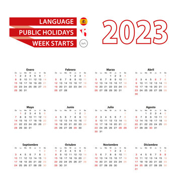Calendar 2023 in Spanish language with public holidays the country of Peru in year 2023.
