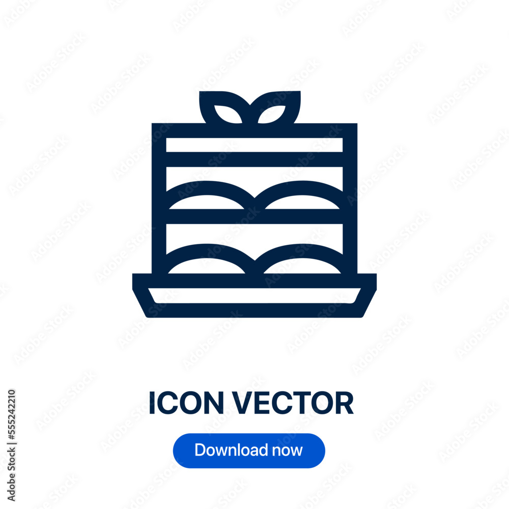 Poster tiramisu icon vector. linear style sign for mobile concept and web design. tiramisu symbol illustrat