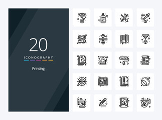 20 Printing Outline icon for presentation
