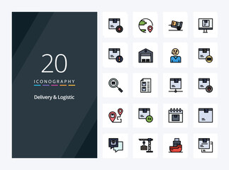 20 Delivery And Logistic line Filled icon for presentation
